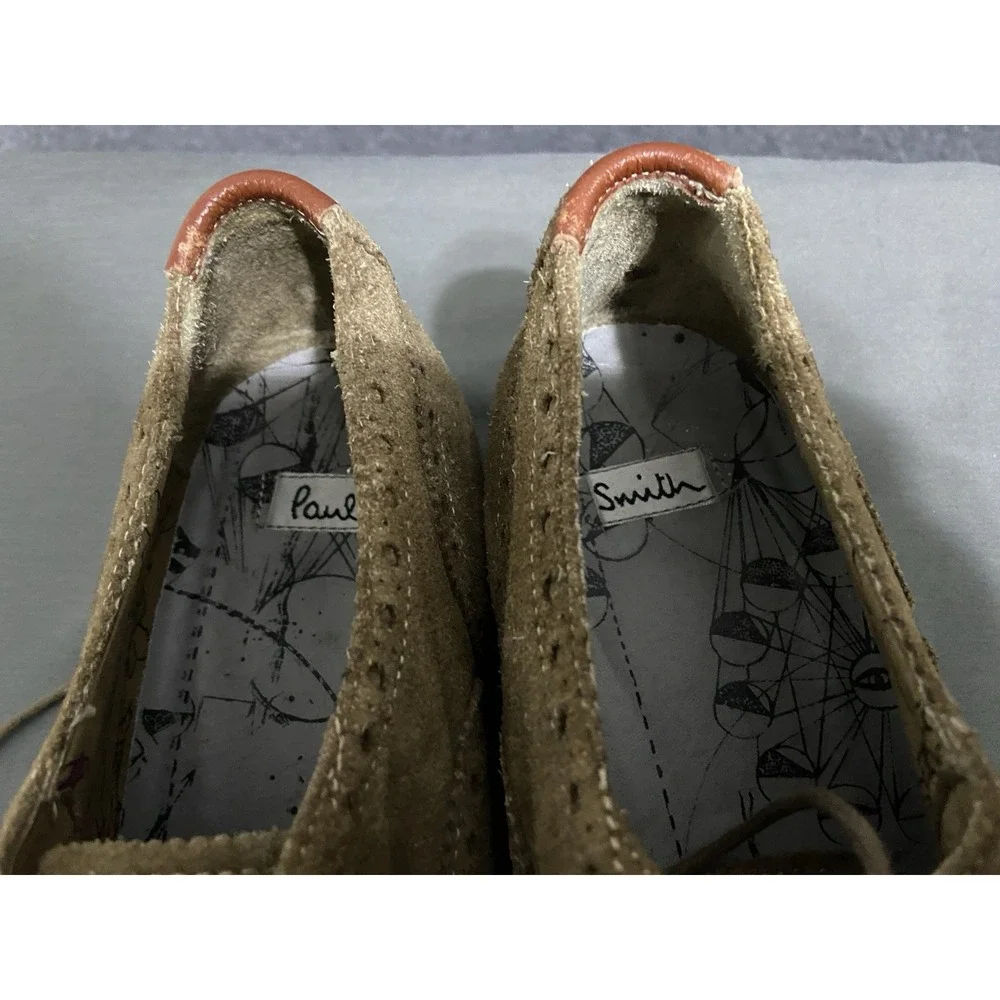 Paul Smith Brogue Shoes Men‎ Sand Size 7 Lace Up Oxford Detail Formal Suede